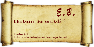 Ekstein Bereniké névjegykártya